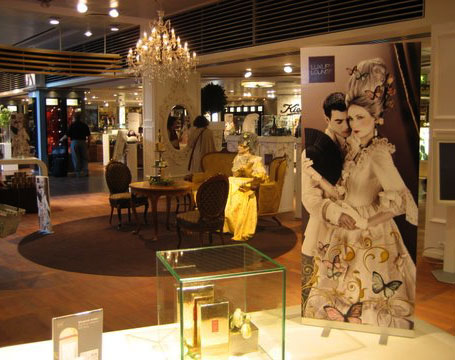 3. Concept development and decoration of the tax-free shopping area in the Copenhagen Airport; the autumn theme/event being “Luxury Lounge” styled with a Rococo twist